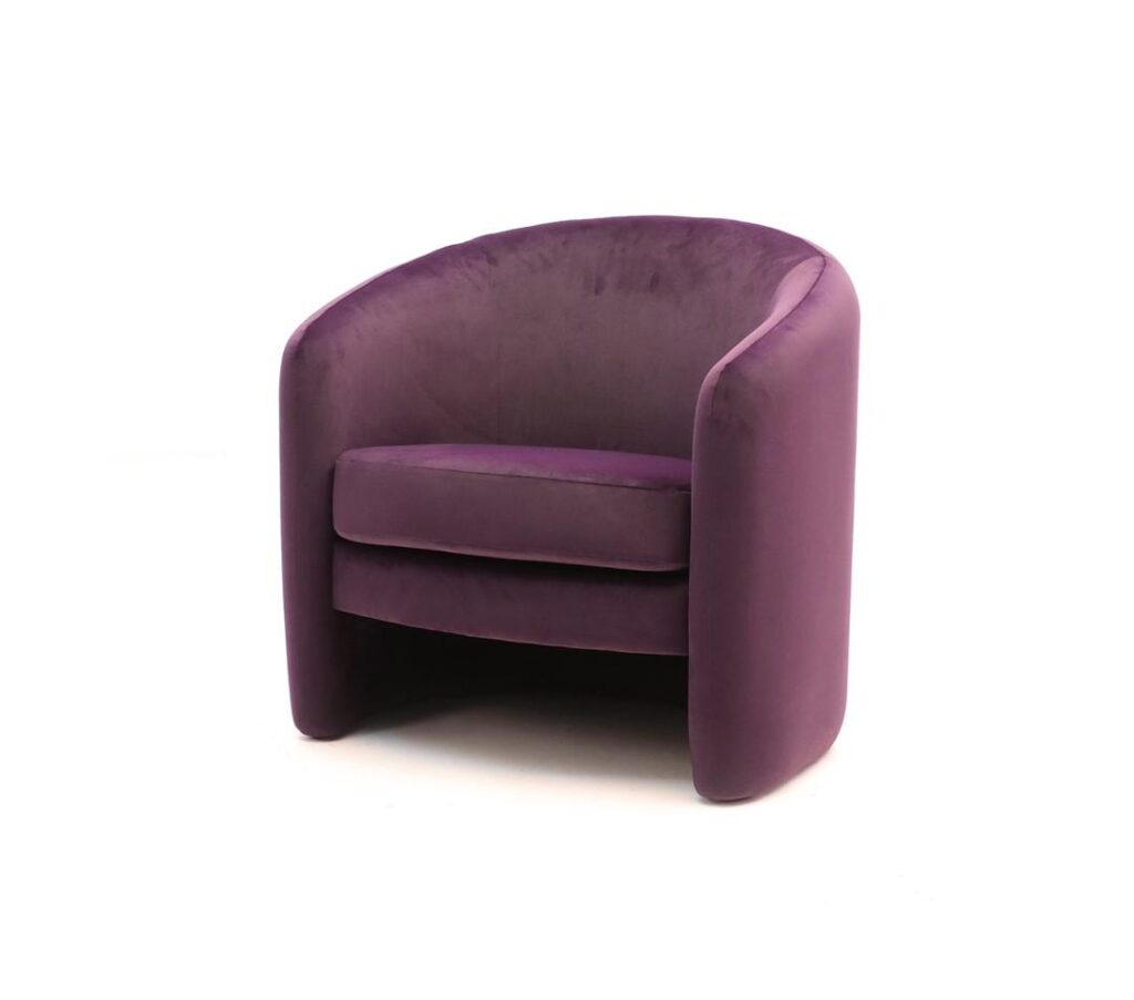 Fauteuil Luma | Fauteuil en velours doux disponible en beige ou violet