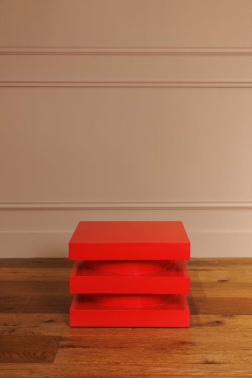 Tabouret ou Bout de canapé Serpent square | Rouge vif – Image 3