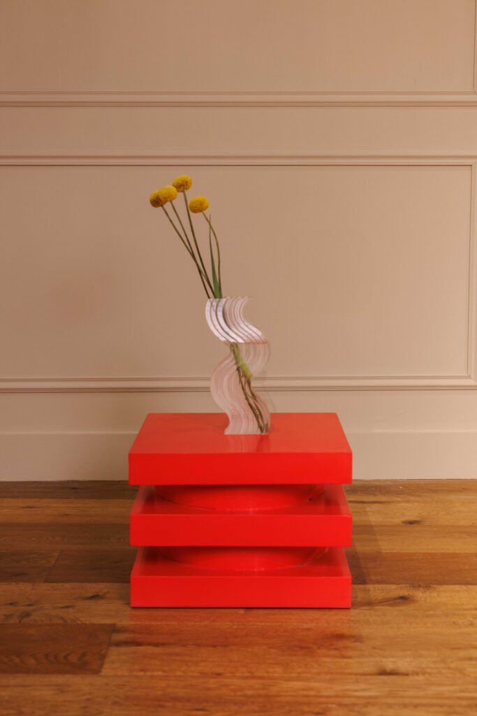 Tabouret ou Bout de canapé Serpent square | Rouge vif