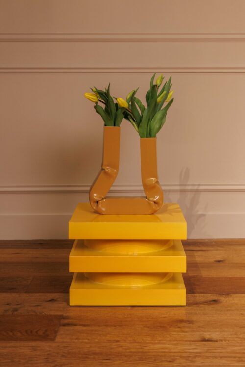 Tabouret ou Bout de canapé Serpent square | Jaune moutarde
