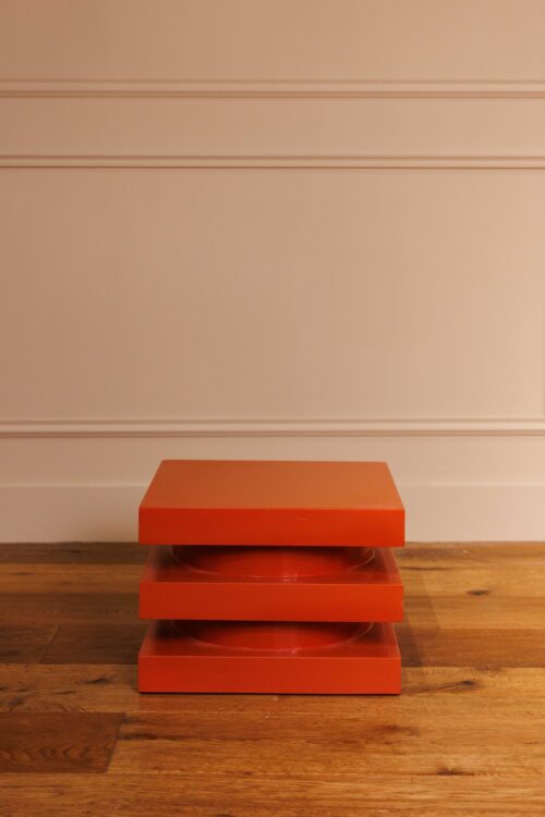 Tabouret ou Bout de canapé Serpent square | Bois laque rouille – Image 2