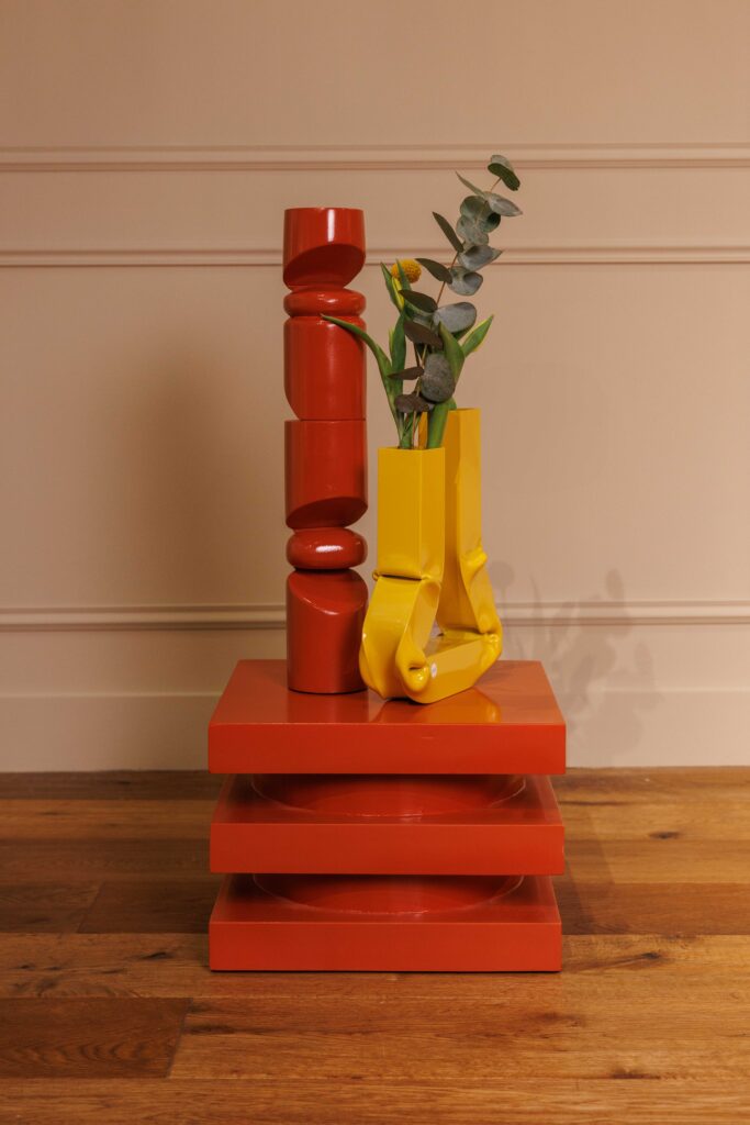 Tabouret ou Bout de canapé Serpent square | Bois laque rouille