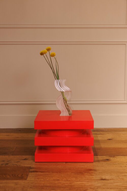 Tabouret ou Bout de canapé Serpent square | Rouge vif