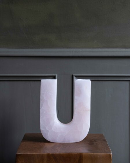 Bougeoir U | Pièce décorative en Onyx Rose